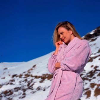 Luxury Cotton Chenille Shawl Collar Wrap Over Dressing Gown